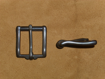 Gürtelschnalle, 40 mm, massiv Edelstahl, gebläut, Rollschnalle, Gürtelschließe