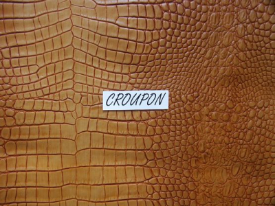 Rindleder mit Krokodilprägung, braun changierend, kopfgedeckt, Täschnerleder