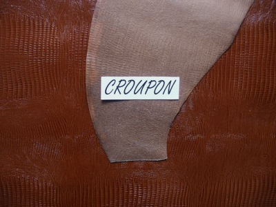 Täschnerleder, braun, Jungkrokodil-Optik, Rindleder, zugfest, D=1,2-1,3 mm, 0,95 m²