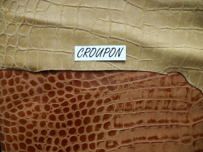 Rindleder mit Krokodilprägung, braun changierend, Täschnerleder