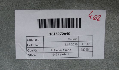 Anschnitt Rindlederhaut 4,68 m², Siena 5429 Elefant, 1,0-1,1 mm, Polsterleder (GR 147)