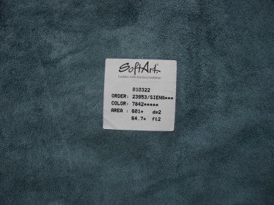 Rindlederhaut 6,01 m², Blautanne, 0,9-1,0 mm (GN 122 B) Polsterleder