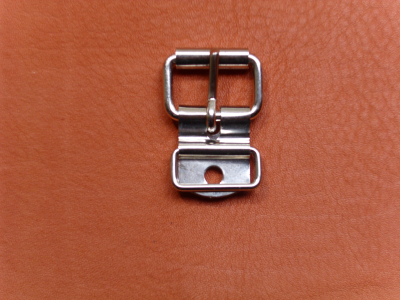 Riemchenschnalle mit Nietblech, 20 mm, vernickelt
