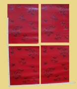 Täschner-Leder, rot mit geprägtem Pferdemotiv, zugfest